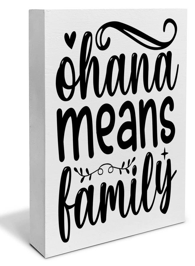 PIXCEOS Family Decorative Wooden Box Sign Ohana Means Family Wood Block Plaque Decor Rustic Shelf or Wall Display for Home Living Room Bedroom - Image 1